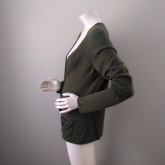 Magaschoni Moss Green Cashmere V Neck Cardigan XL - Picture 3 of 5